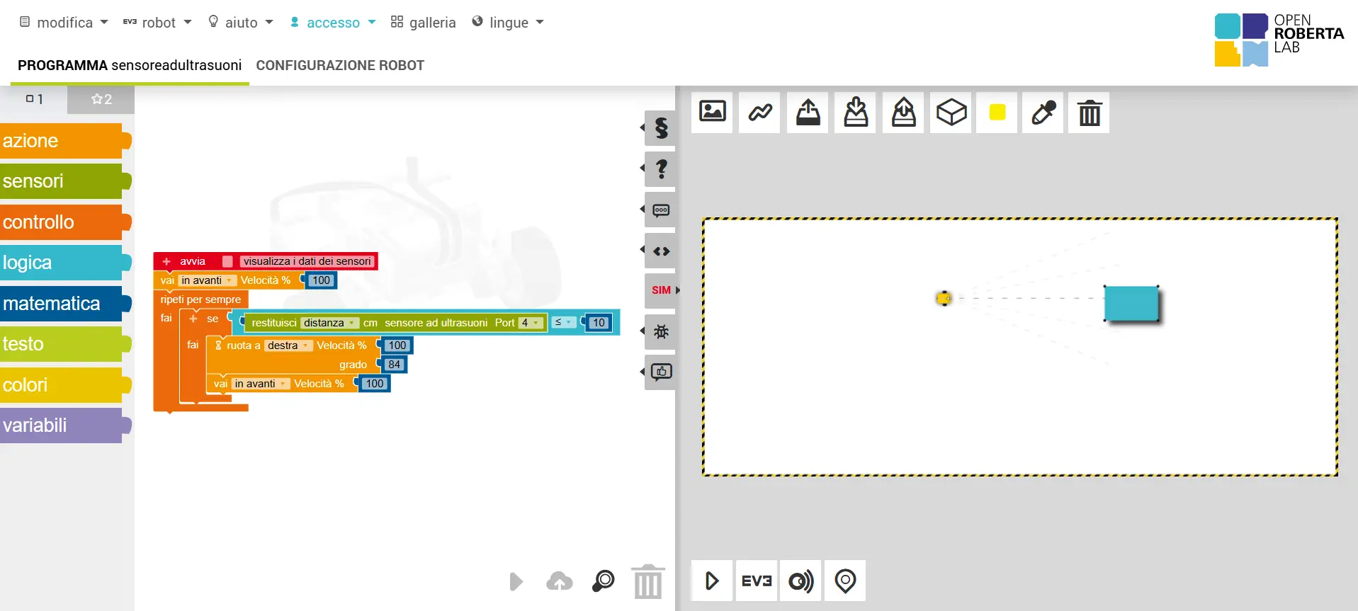 Laboratorio di coding con Open Roberta